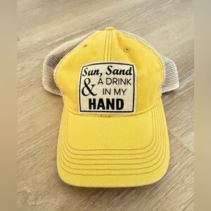 Headmost Yellow and tan beach mesh snap back hat
